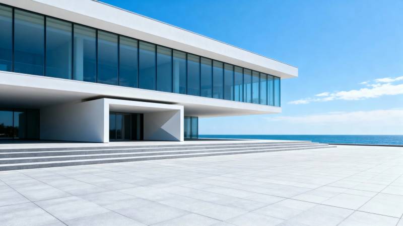 现代海滨玻璃建筑图片