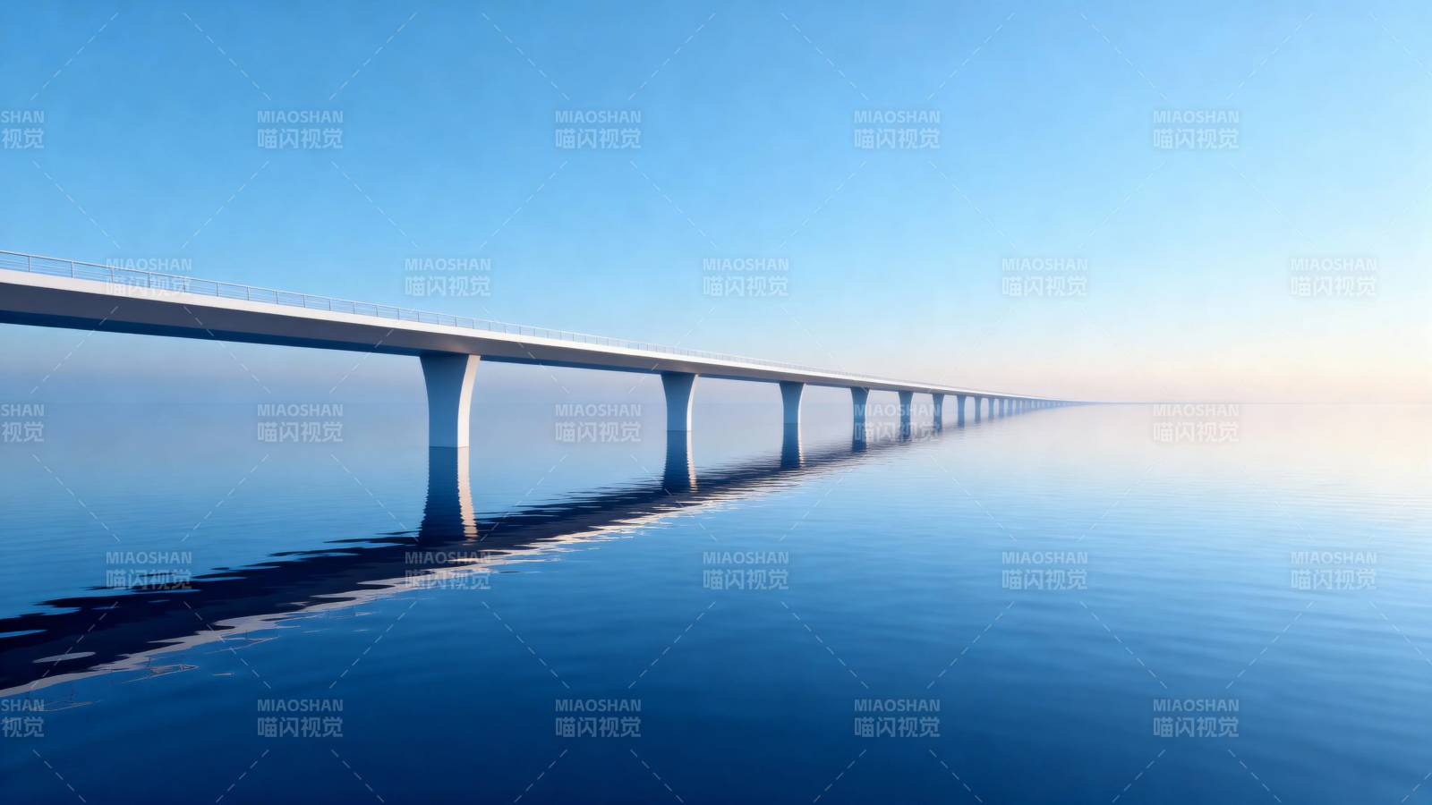 海天一色长桥卧波图片