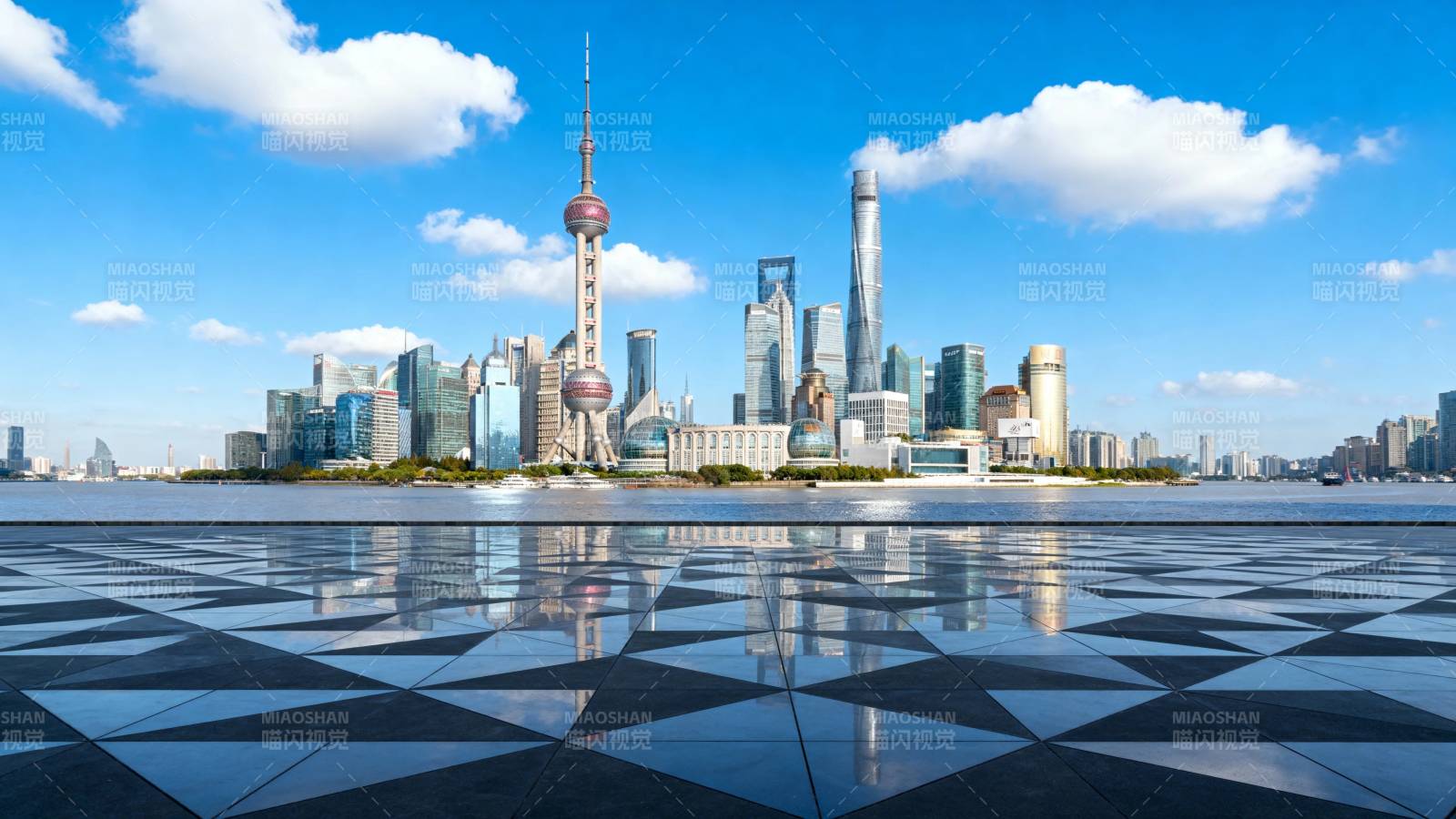 上海天际线 镜面倒影美图片