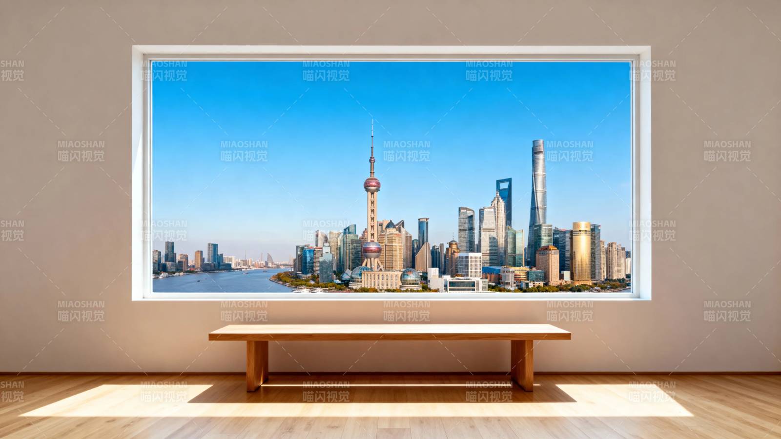 窗见上海天际线图片