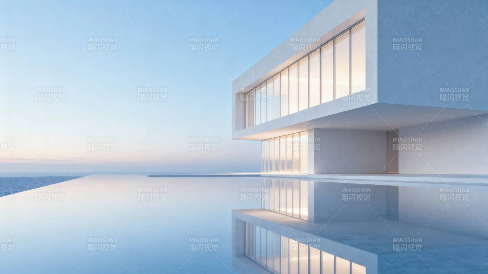 海边极简建筑 水天一色图片