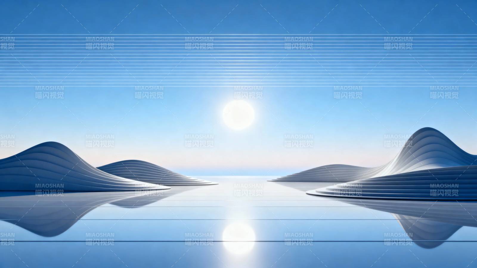 蓝调幻境 日映水波图片