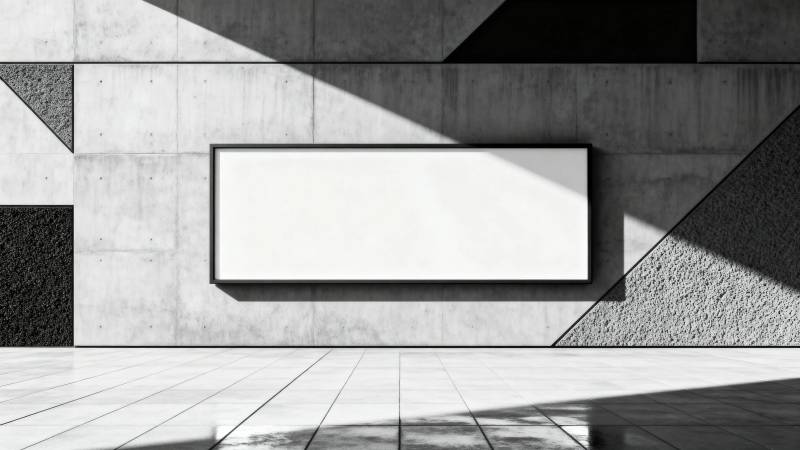 光影几何 空白画框墙图片