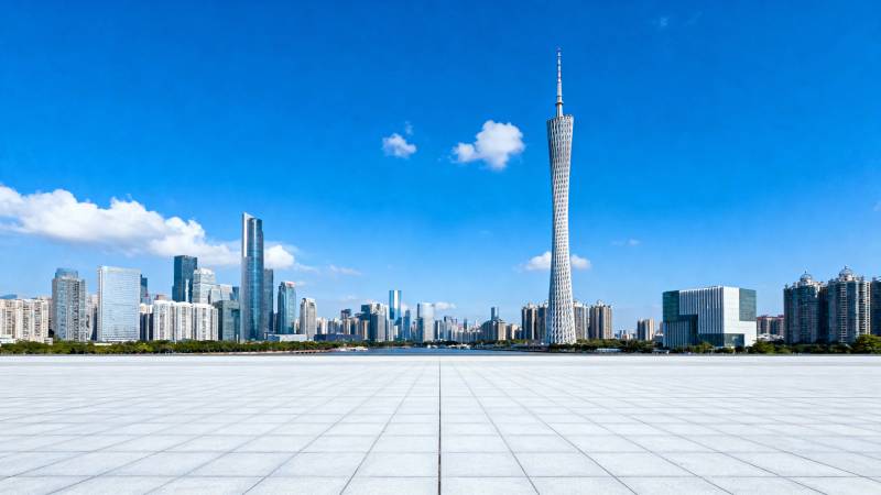 广州塔蓝天城市全景图片