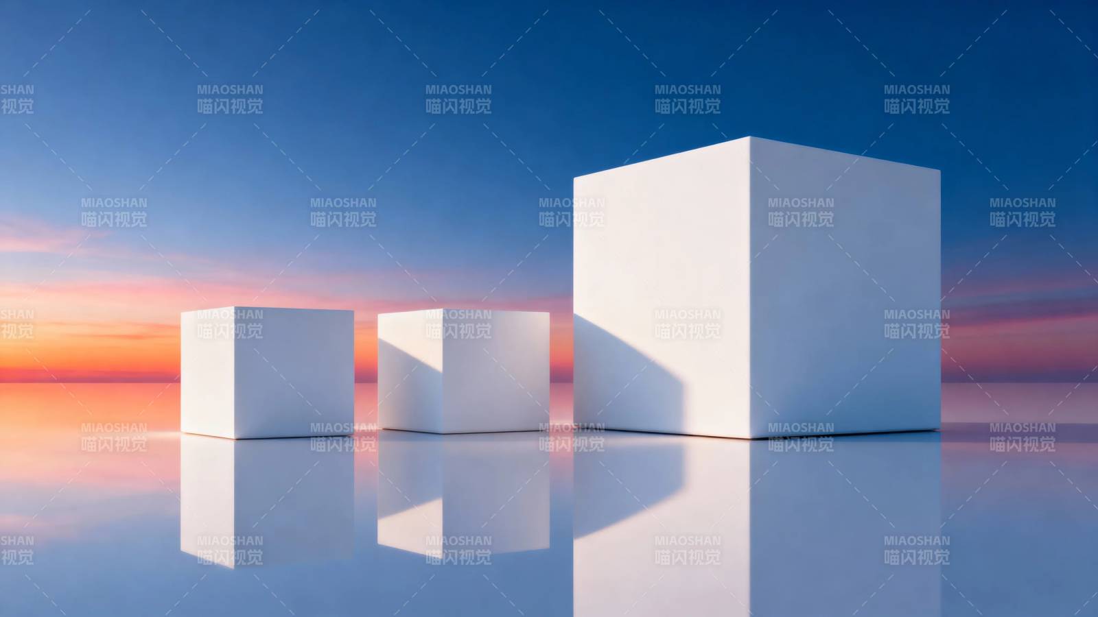 白立方映晚霞 静谧几何美图片