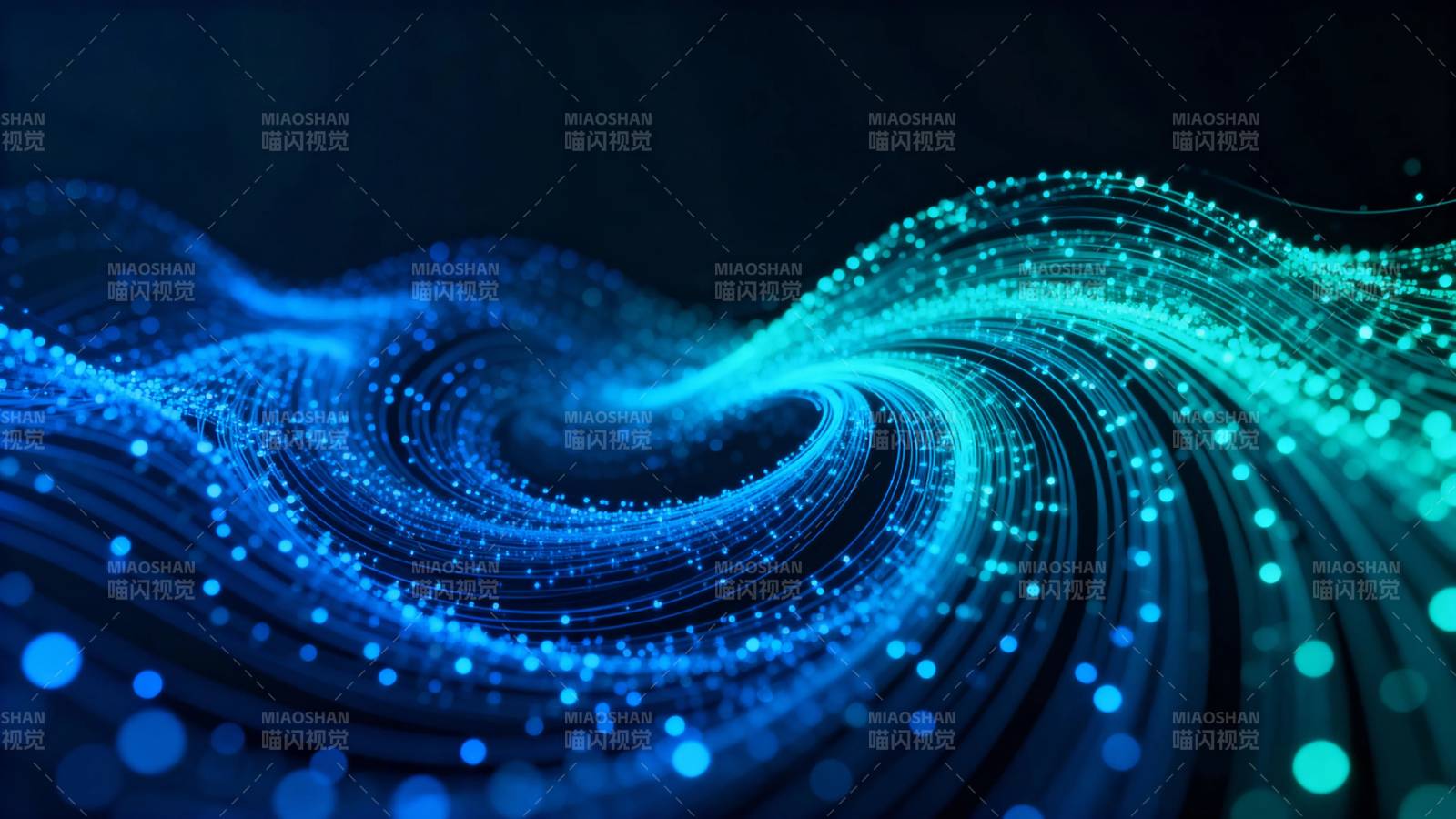 蓝绿光流漩涡 数字之舞图片
