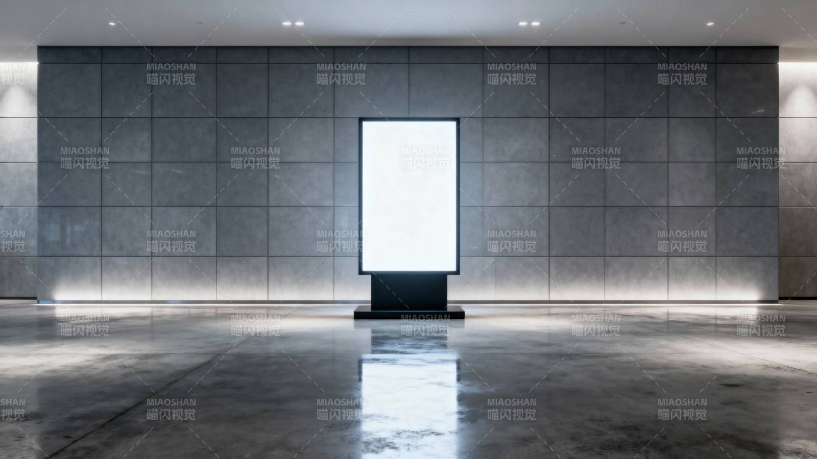 现代展厅中央空白显示屏图片