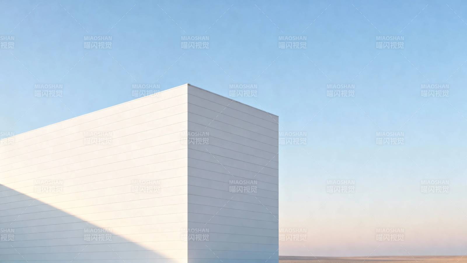 白色几何建筑 极简天空背景图片
