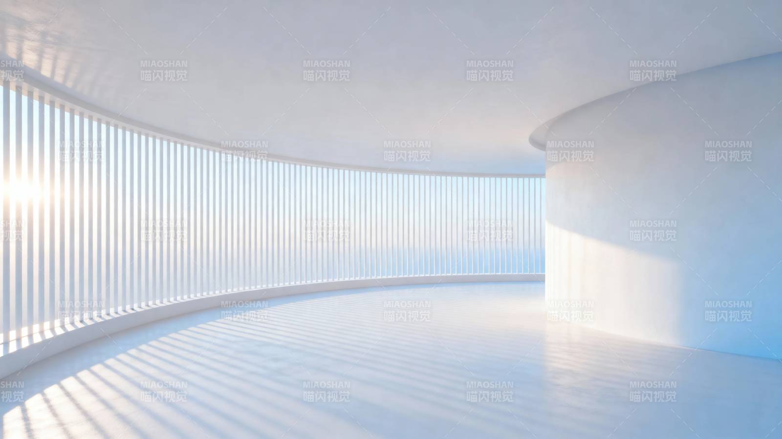 纯白弧形空间 光影流动图片