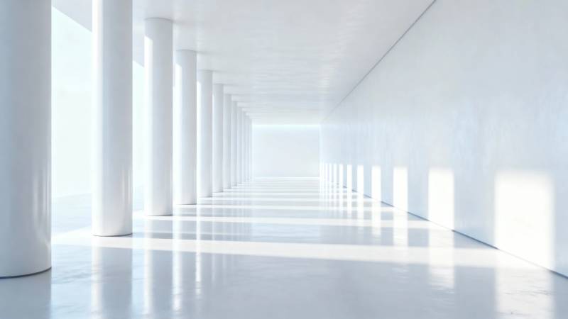 白色长廊 光影无限延伸图片