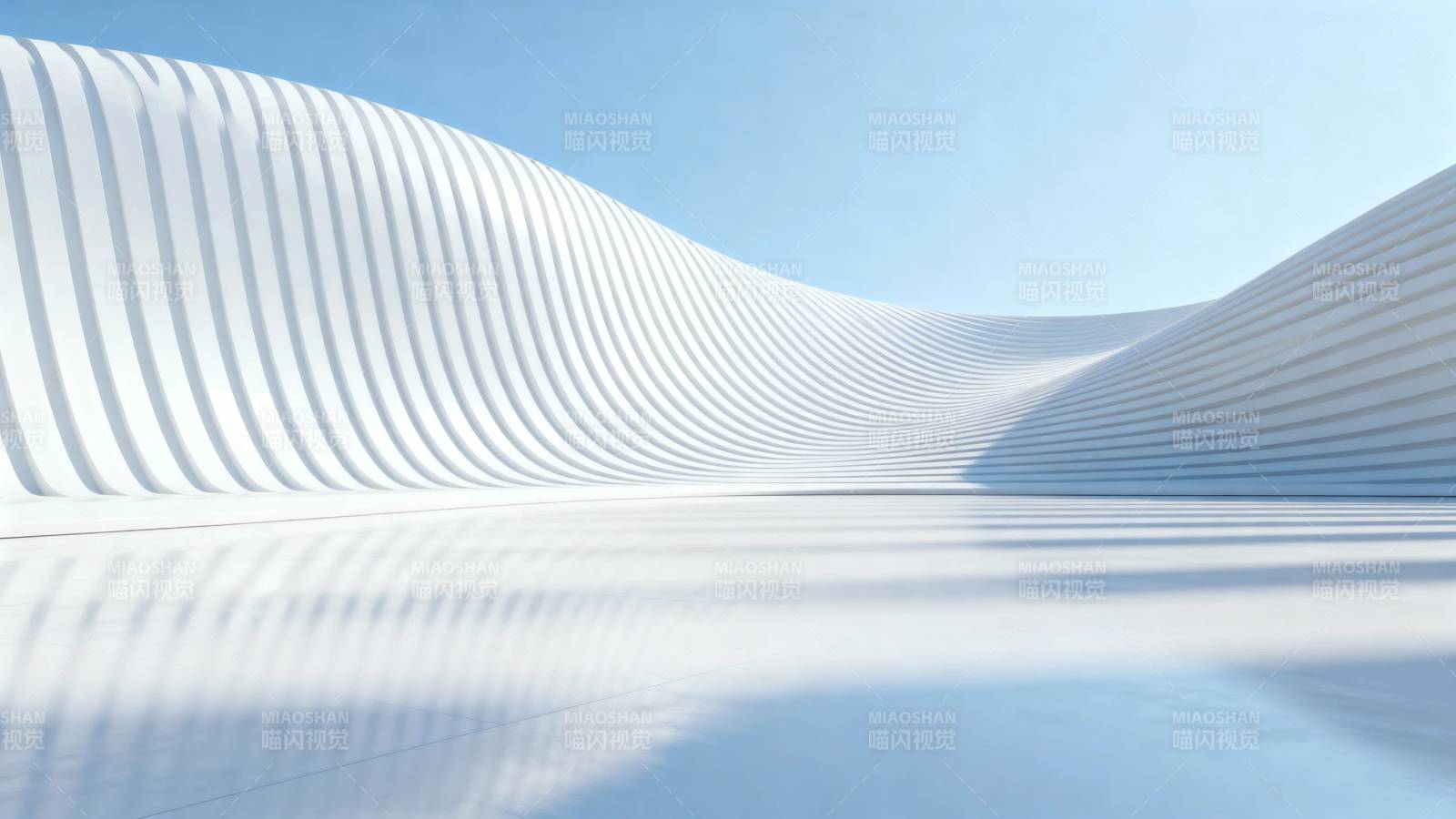 白色波浪建筑 光影流动图片