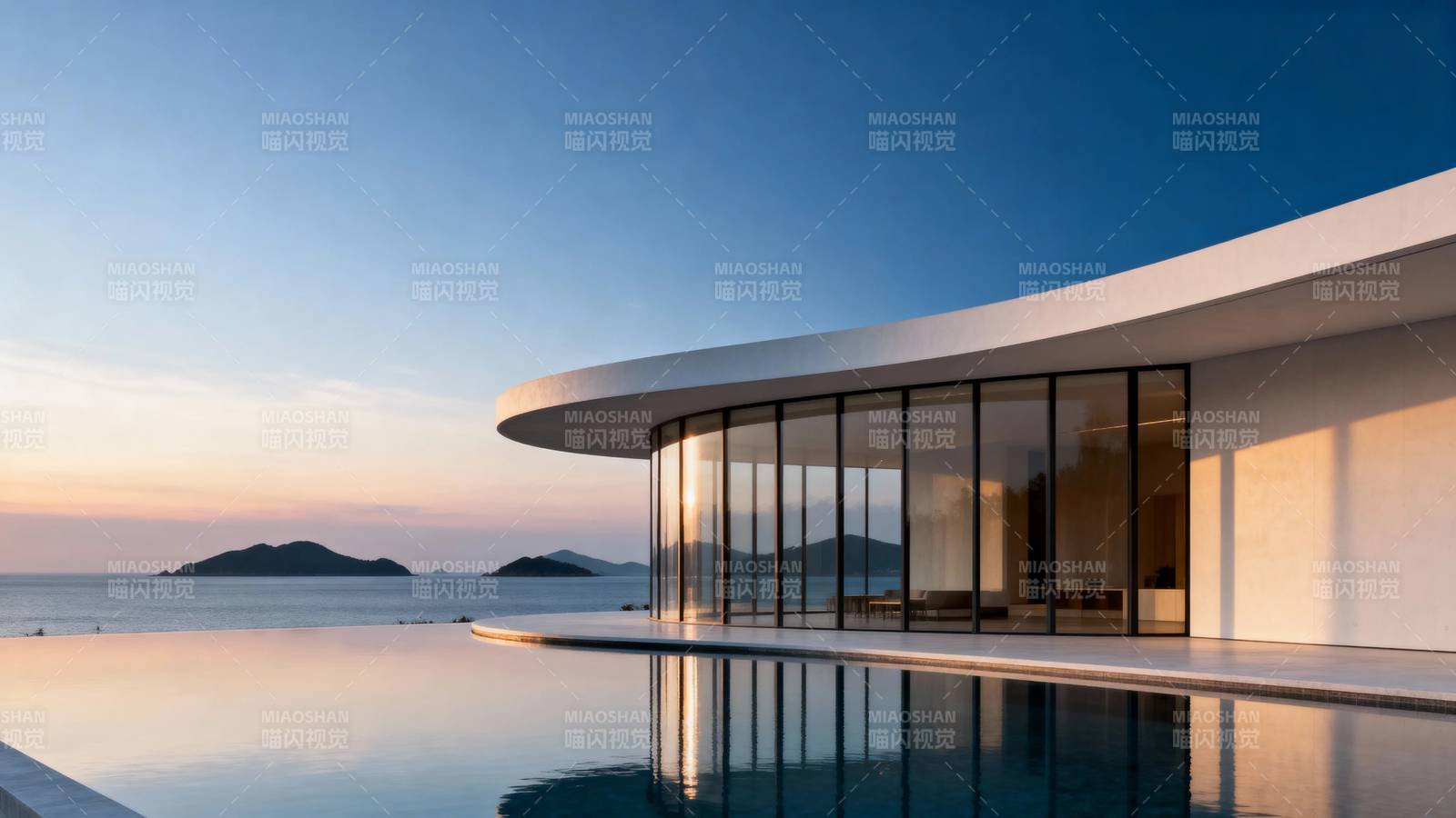 海滨别墅 日落美景图片