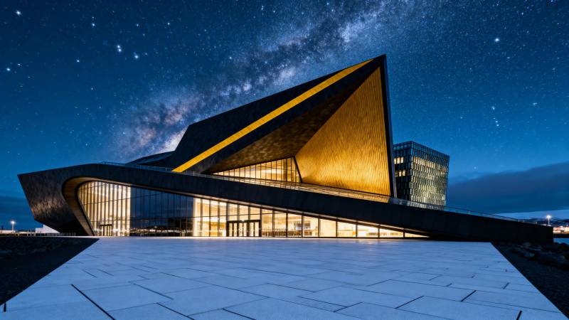 星空下的现代建筑奇观图片