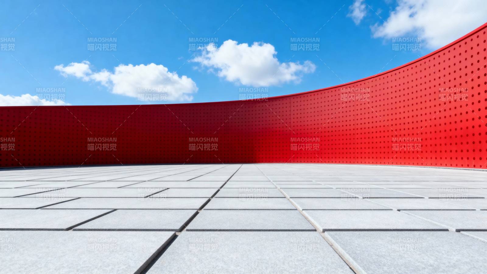 红墙蓝天 现代几何空间图片