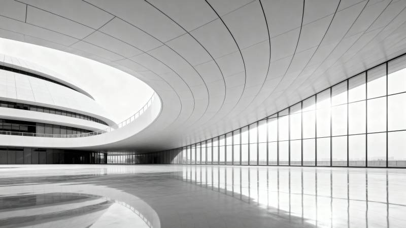现代弧形建筑内部空间图片