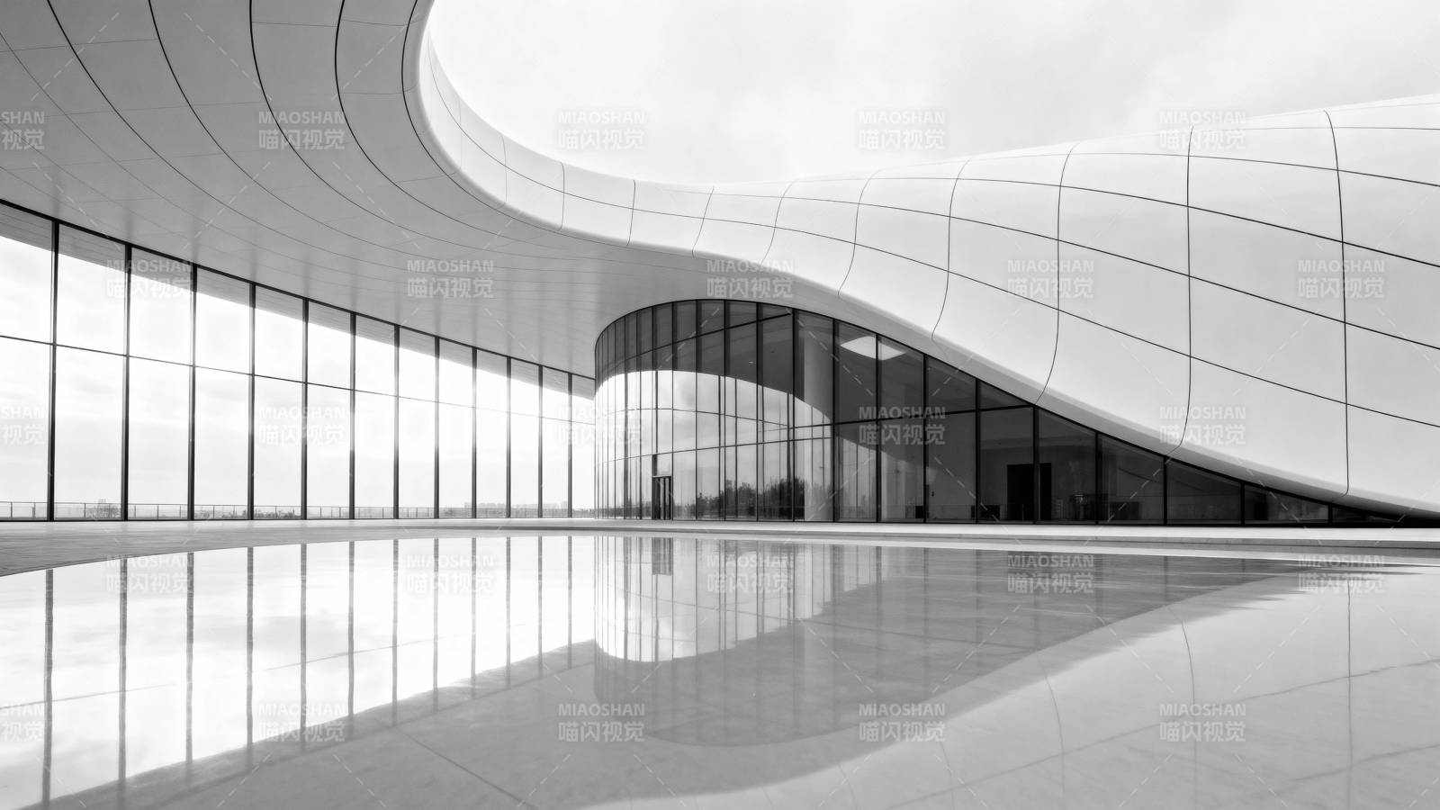 现代流线建筑内部空间图片