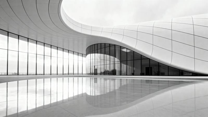 现代流线建筑内部空间图片