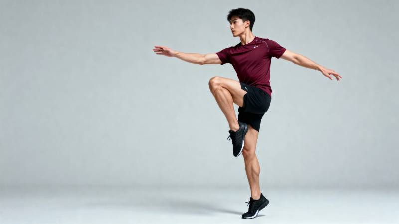 男子单腿平衡训练动作图片