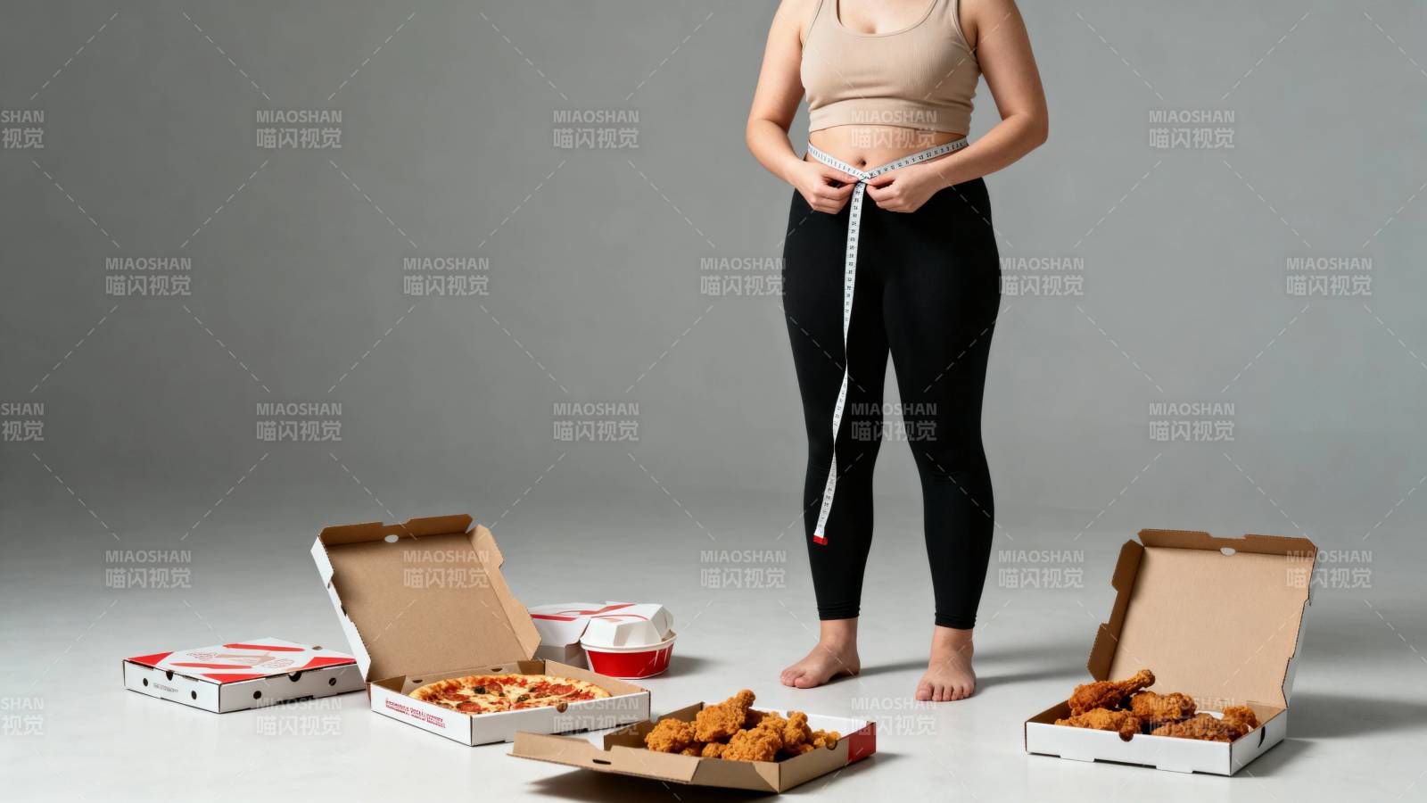 健身女与披萨的诱惑对决图片