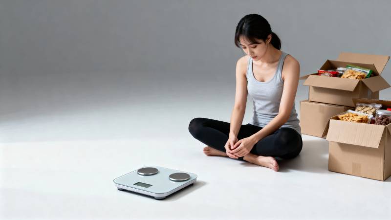 减肥困境 零食与体重秤图片