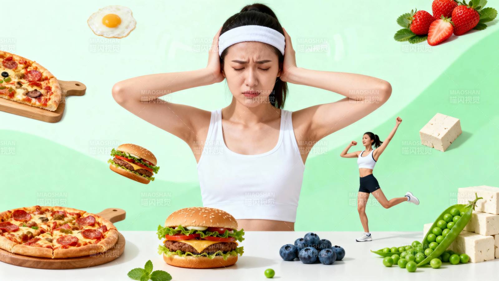 健身女孩的饮食诱惑挣扎图片