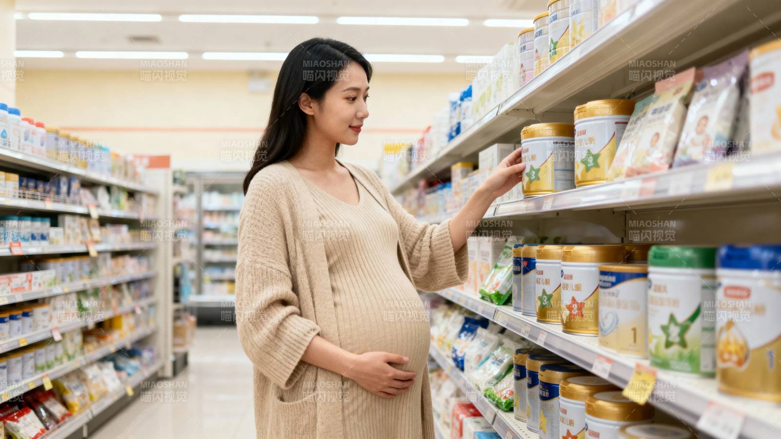 孕妇超市选奶粉图片