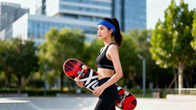 滑板少女都市风图片