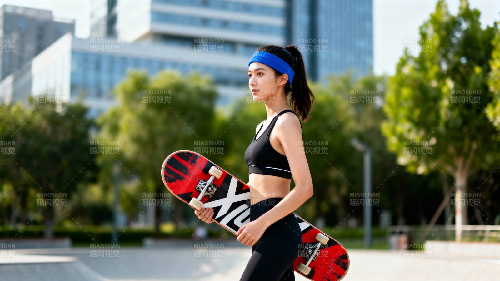 滑板少女都市风图片