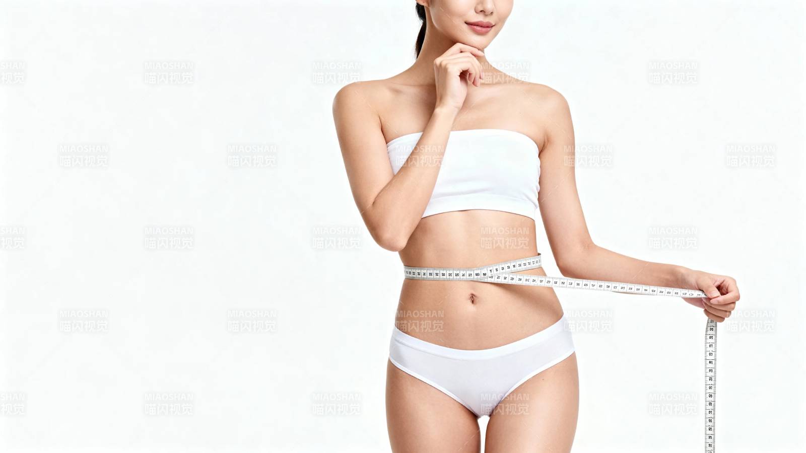 白色内衣女子量腰围图片