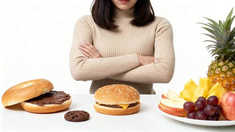 健康饮食选择 水果vs汉堡图片