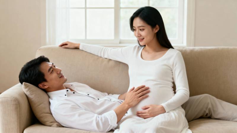 孕妻与丈夫温馨互动图片