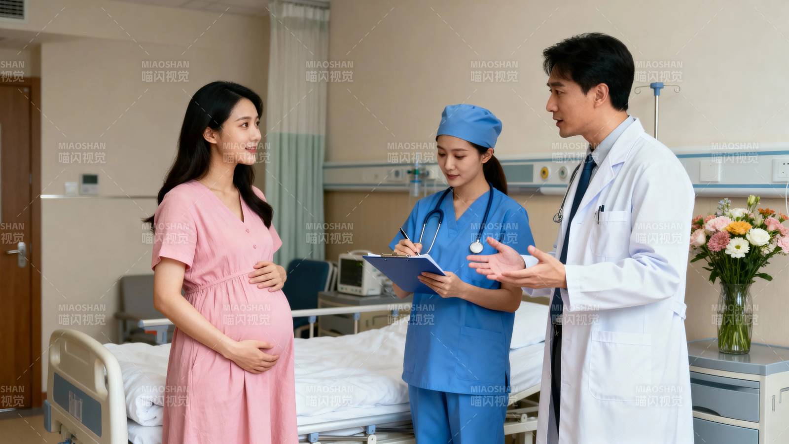 孕妇产检 医患沟通温馨场景图片