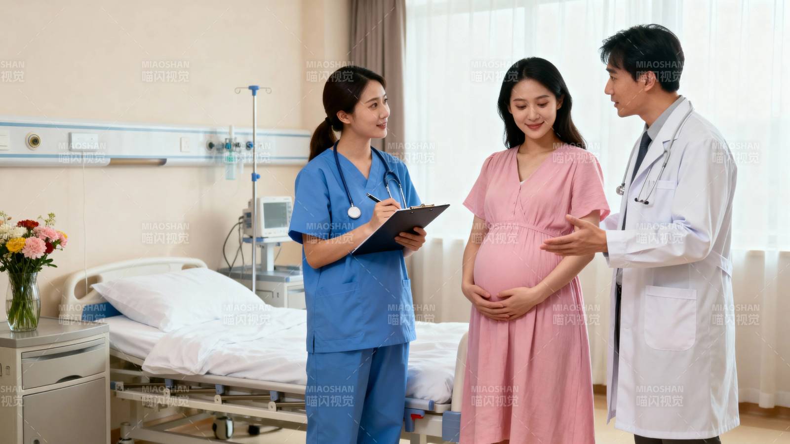 孕妇产检 医护温馨关怀图片