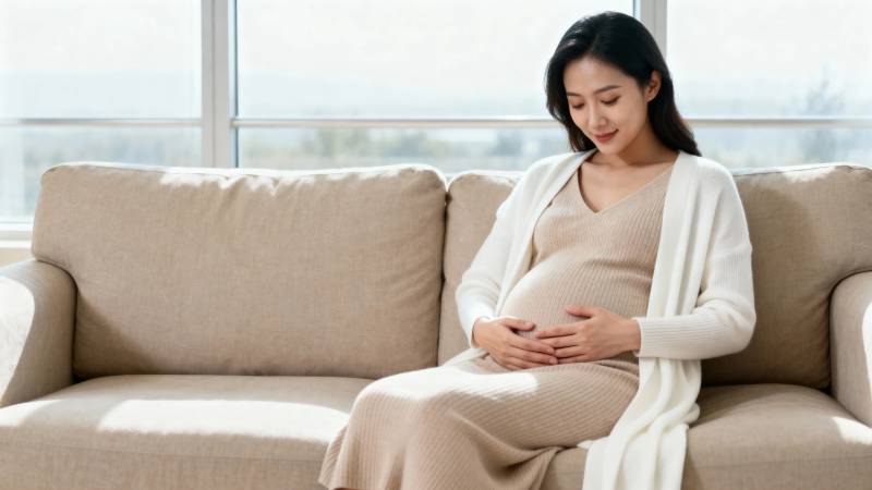 孕妈妈轻抚肚中宝宝图片