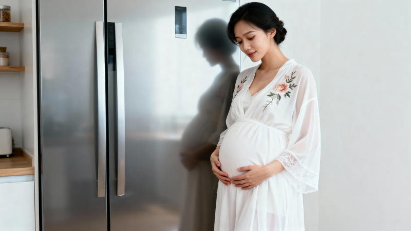 孕妈妈轻抚肚 温馨待产时图片