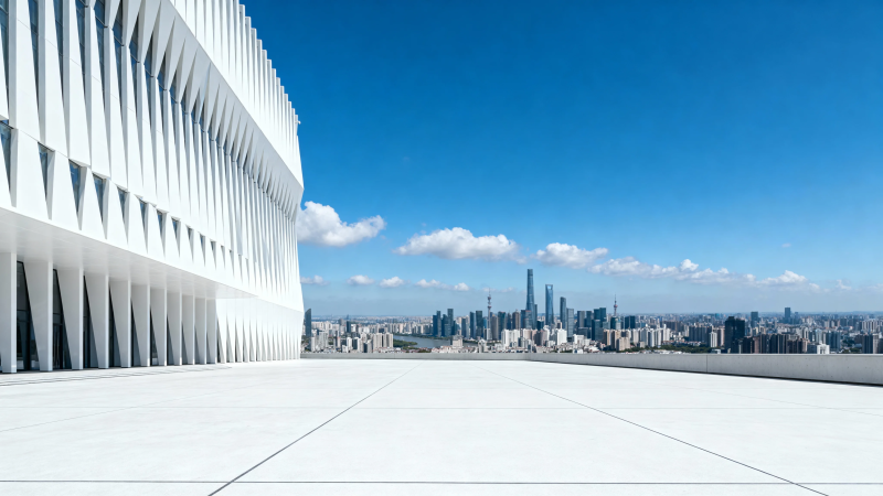 白楼远眺城市天际线图片