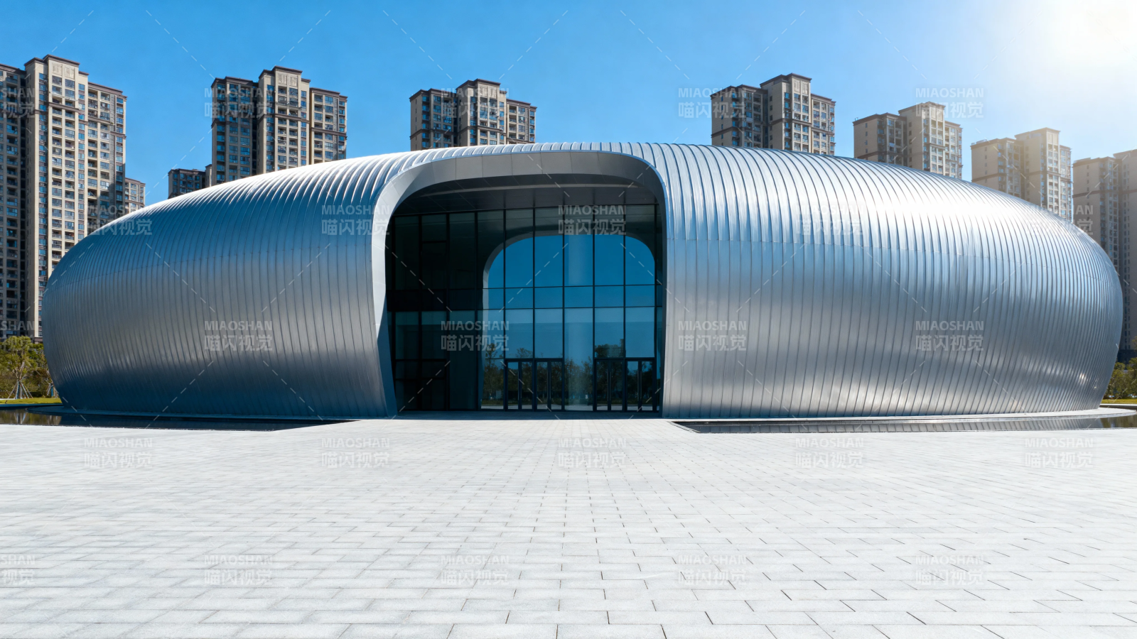 现代流线型建筑外观图片