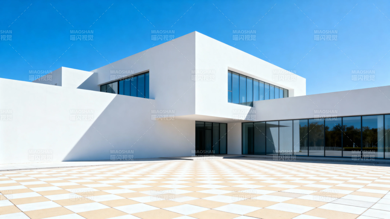 现代白建筑 棋盘广场图片