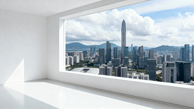 窗景 城市天际线全景图片