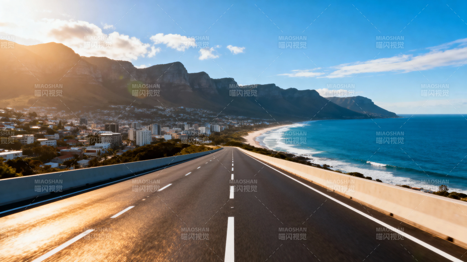 山海公路 日落金光大道图片