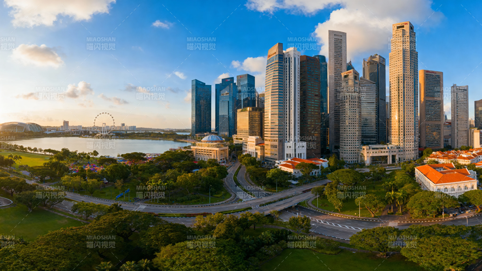 新加坡天际线全景图片