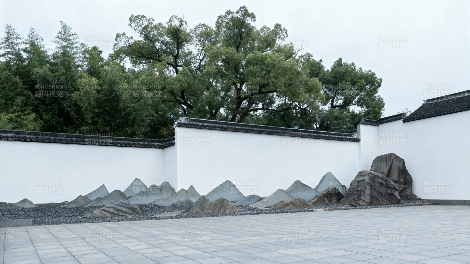 白墙黛瓦映青山图片