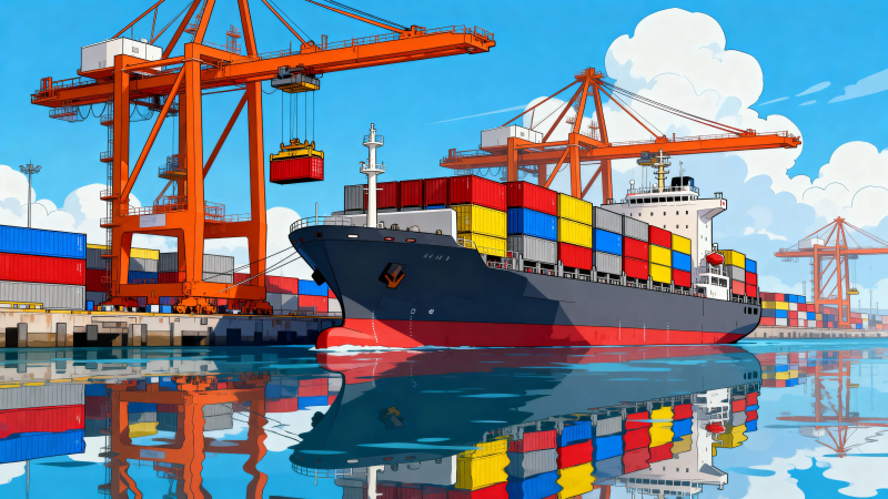 港口货轮装卸忙图片