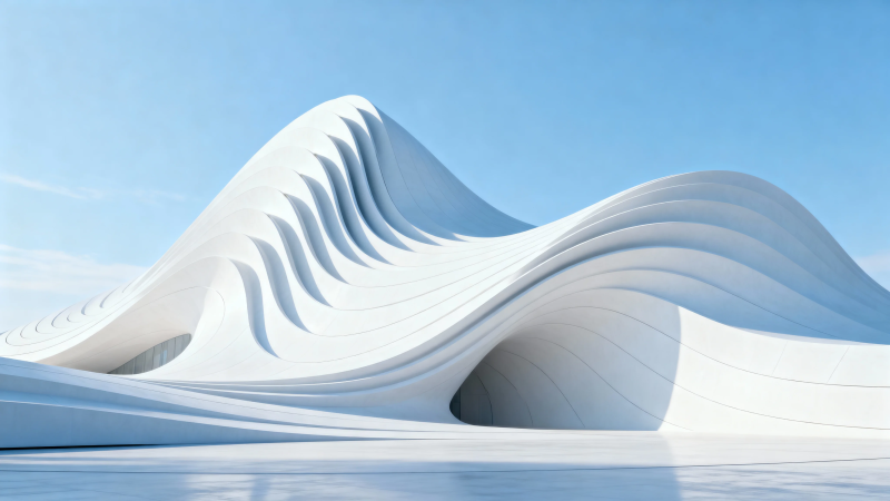 白色波浪建筑 未来感设计图片