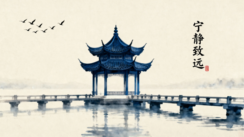 湖亭飞雁 宁静致远图片