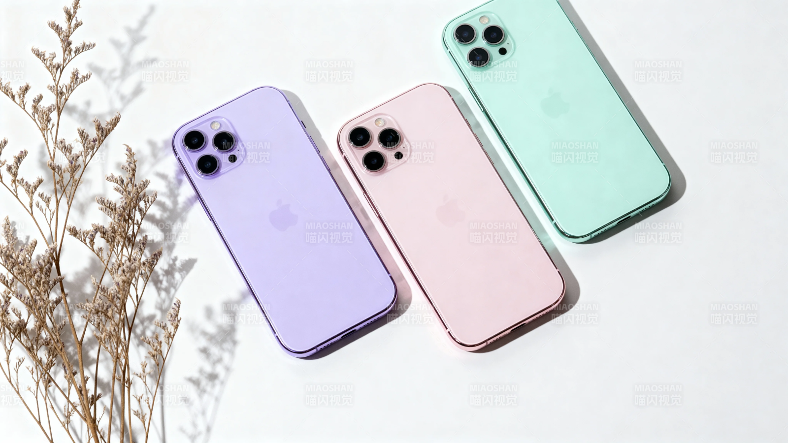 三色iPhone 清新治愈风图片