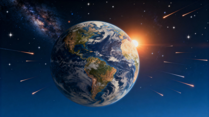 地球星空 流星划过宇宙图片