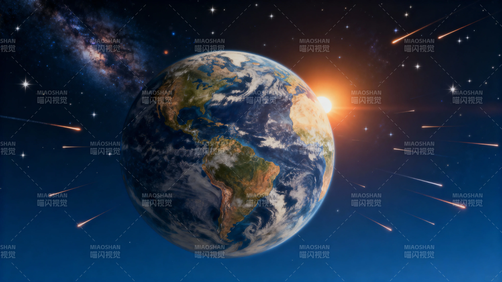 地球星空 流星划过宇宙图片