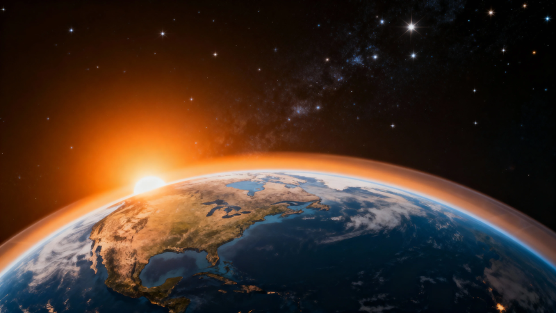 地球日出 星河璀璨图片
