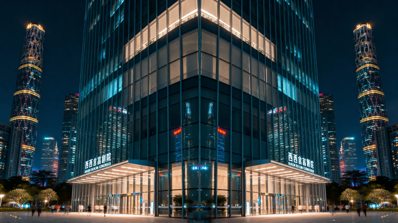 夜幕下的现代都市建筑群图片